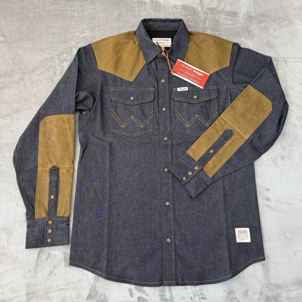 Filson x Wrangler Two-Tone Adventure Shirt Mens Small Pearl Snap Western New NWT